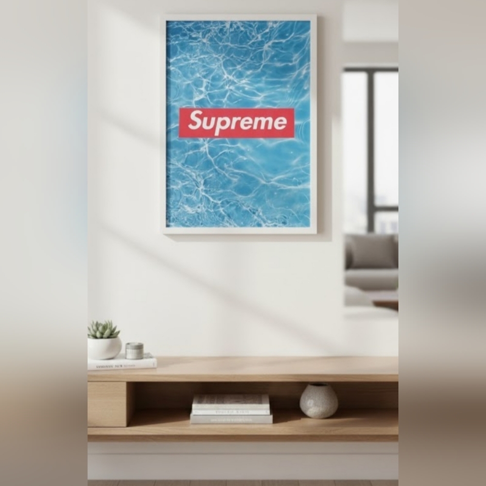 ✔NEW! Design District Supreme Blue Water Framed Poster NWT